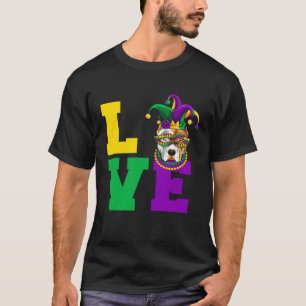 Funny Mardi Gras Dog Apparel Pit Bull Love Mum Dad T-Shirt