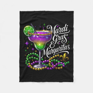 Funny Mardi Gras Drinking Mardi Gras And Margarita Fleece Blanket