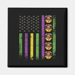 Funny Mardi Gras Ducks Usa Flag Beads Rubber Duck Magnet