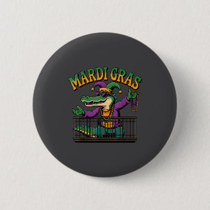 Funny Mardi Gras Gator New Orleans Party Squad Bea 6 Cm Round Badge