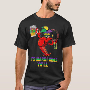 Funny Mardi Gras Jester Crawfish Boil Drinking Cra T-Shirt