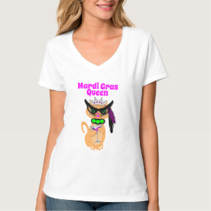 Funny Mardi Gras Kitty Cat Queen T-Shirt