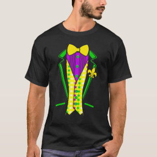 Funny Mardi Gras Lazy Tuxedo Costume Bow Tie Cloth T-Shirt