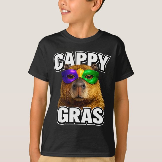 Funny mardi gras mask capybara meme  T-Shirt (Front)