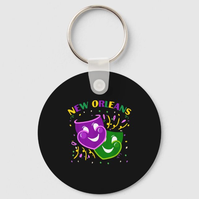 Funny Mardi Gras Mask Louisiana New Orleans Carniv Key Ring (Front)