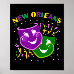 Funny Mardi Gras Mask Louisiana New Orleans Carniv Poster