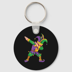 Funny Mardi Gras Outfit Dabbing Jester New Orleans Key Ring