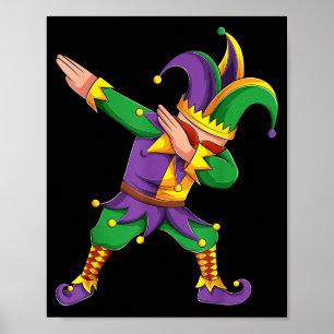 Funny Mardi Gras Outfit Dabbing Jester New Orleans Poster