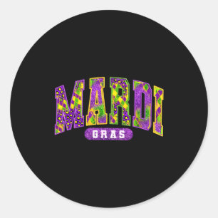 Funny Mardi Gras Parade Carnival Men Women Kid Classic Round Sticker