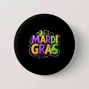 Funny Mardi Gras Parade Jester Hat Beads Men Women 6 Cm Round Badge