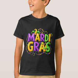 Funny Mardi Gras Parade Jester Hat Beads Men Women T-Shirt