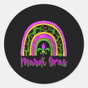 Funny Mardi Gras Parade Outfit Jester Rainbow Wome Classic Round Sticker