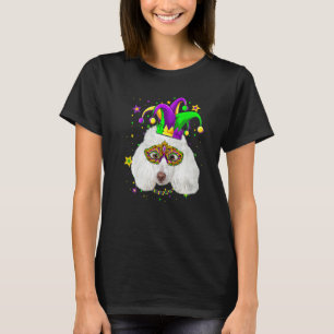 Funny Mardi Gras Poodle Dog Beads Mask Mardi Gras  T-Shirt