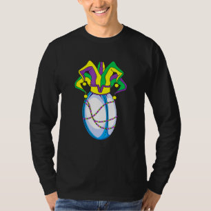 Funny Mardi Gras Rugby Jester Hat Funny Festival P T-Shirt