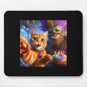 Funny Mardi Gras Selfie Cat Bigfoot Quote _2 Mouse Pad