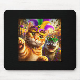 Funny Mardi Gras Selfie Cat Gator Crocodile Quote Mouse Pad