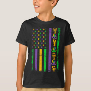 Funny Mardi Gras Usa American Flag Crawfish Men Wo T-Shirt