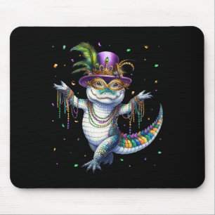 Funny Mardigator Mardi Gras Alligator Dancing Carn Mouse Pad