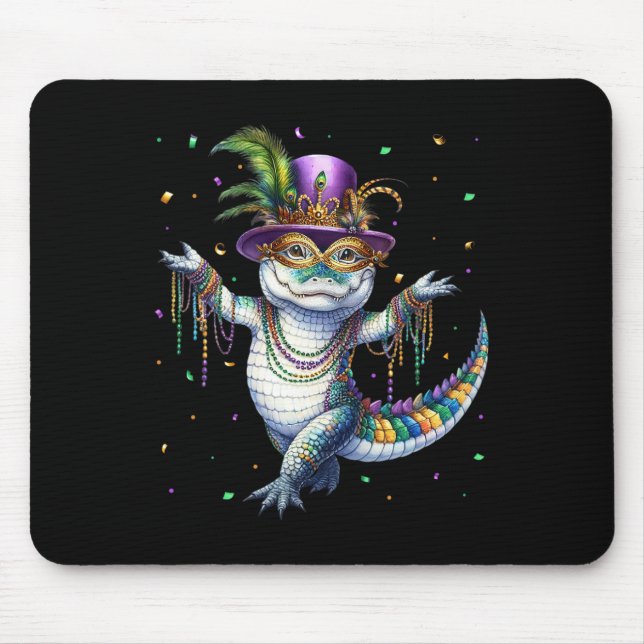 Funny Mardigator Mardi Gras Alligator Dancing Carn Mouse Pad (Front)