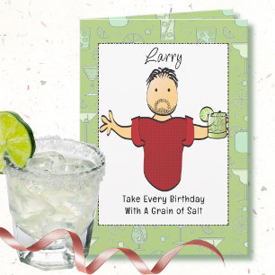 Funny Margarita Male Cartoon Birthday           Card