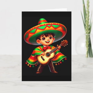 Funny Mariachi Sombrero Cinco De Mayo Guitar Boys  Card