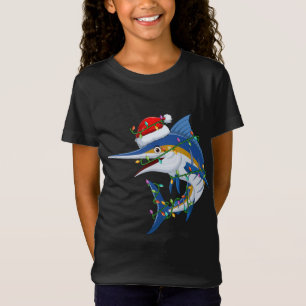 Funny Marlin Fish Lover Xmas Santa Hat Marlin Chri T-Shirt