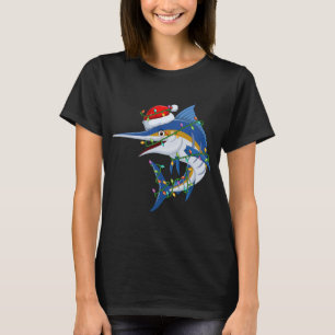 Funny Marlin Fish Lover Xmas Santa Hat Marlin Chri T-Shirt