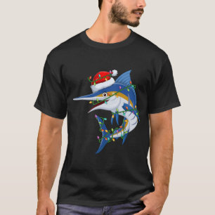 Funny Marlin Fish Lover Xmas Santa Hat Marlin Chri T-Shirt