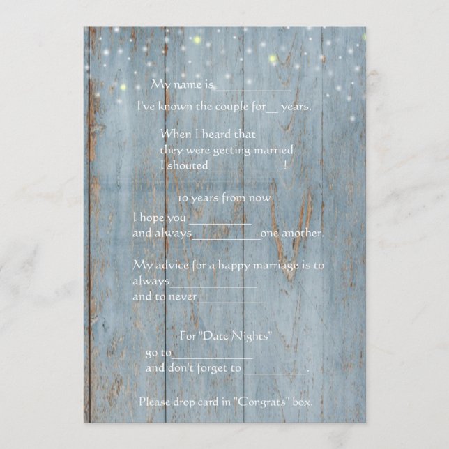 Funny Marriage Advice, Rustic Wood, Custom Programme (Front)