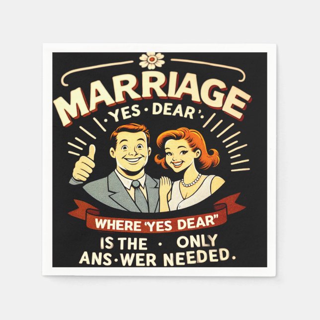 Funny Marriage, Anniversary Gift Napkin (Front)