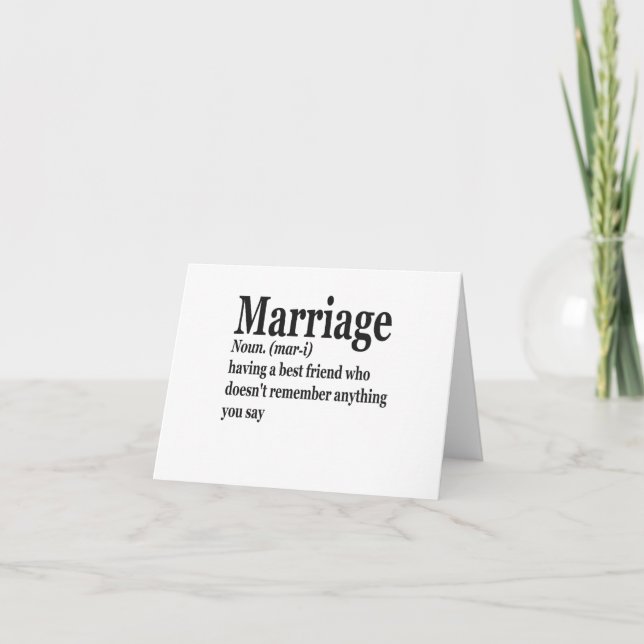 Funny Marriage Definition Couple Husband Wife Gift Thank You Card (Front)