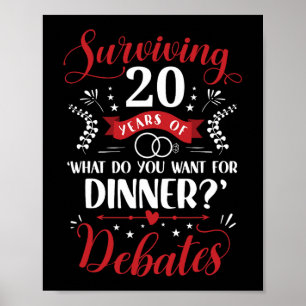 Funny Married Couples Him Or Her 20th Wedding Anni Poster