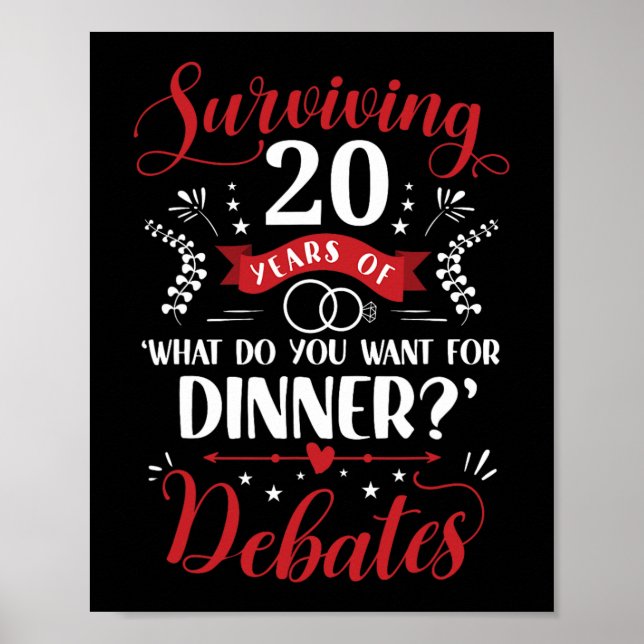 Funny Married Couples Him Or Her 20th Wedding Anni Poster (Front)