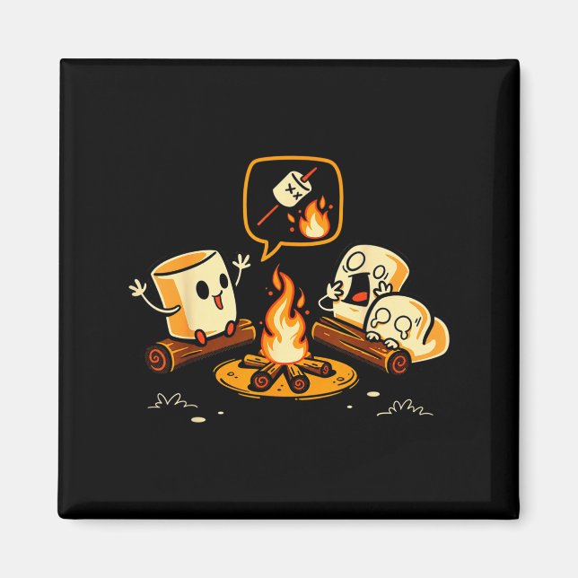 Funny Marshmallow Campfire Y Story Roasting Smore Magnet (Front)