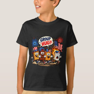 Funny marshmallow group hug patriotic camping 4th T-Shirt