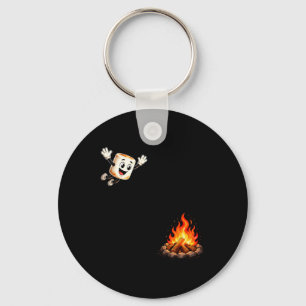 Funny Marshmallow Jumping Into Campfire High Dive Key Ring