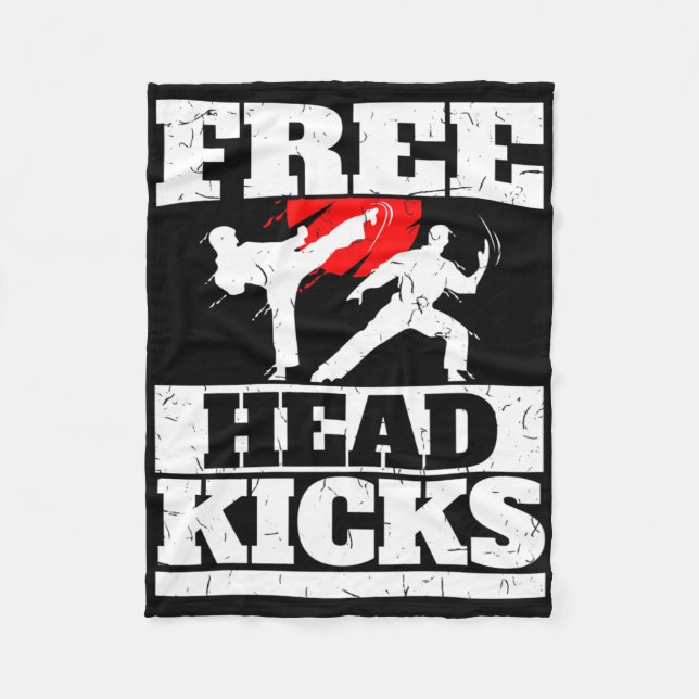 Funny Martial Arts Free Head Kicks  Fleece Blanket (Front)
