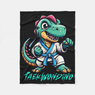Funny Martial Arts Karate Taekwondo Dino Animal Cu Fleece Blanket