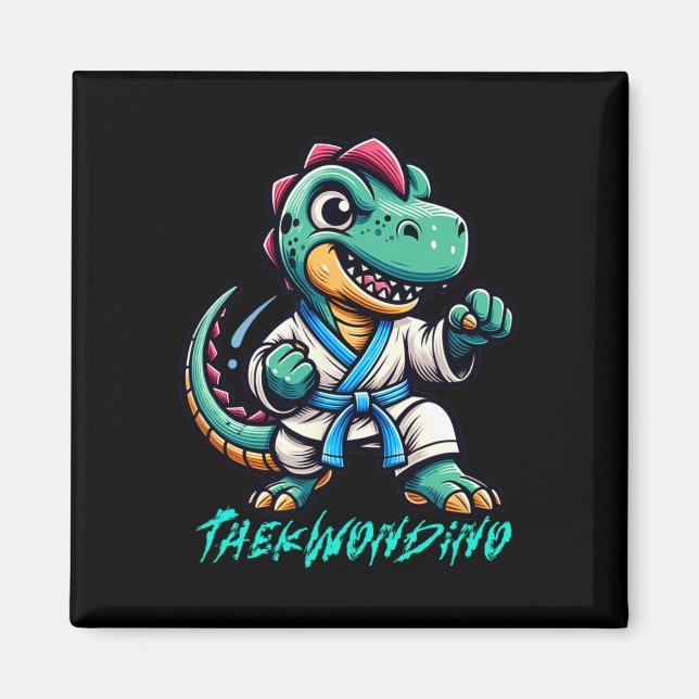 Funny Martial Arts Karate Taekwondo Dino Animal Cu Magnet (Front)