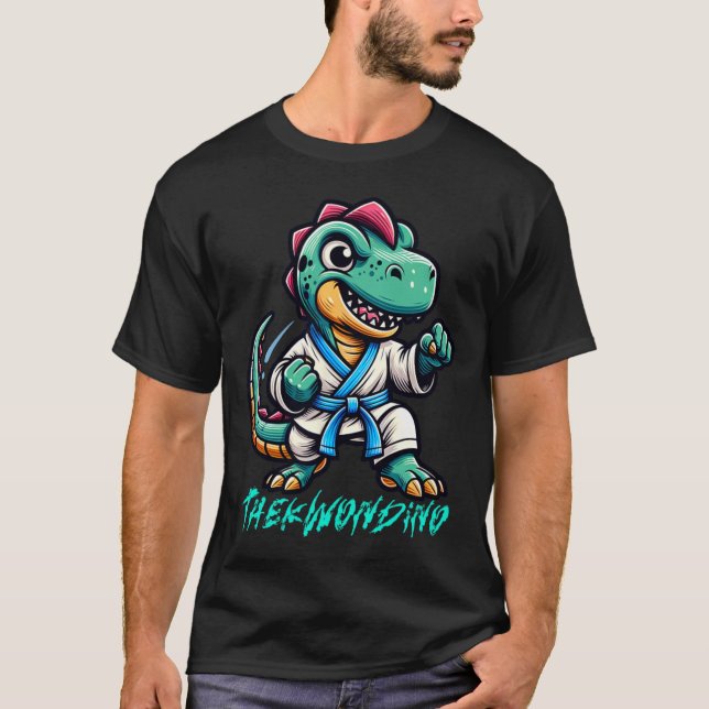Funny Martial Arts Karate Taekwondo Dino Animal Cu T-Shirt (Front)