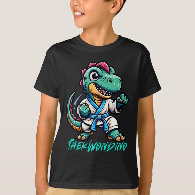 Funny Martial Arts Karate Taekwondo Dino Animal Cu T-Shirt (Front)