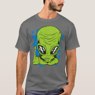 Funny Martian  Flipping Middle Finger T-Shirt