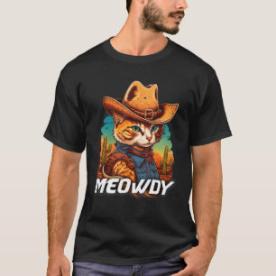 Funny Mashup Meowdy Cat Cowboy Hat Country Lover T-Shirt