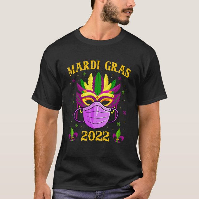 Funny Mask And Face Mask Awesome Mardi Gras Outfit T-Shirt (Front)