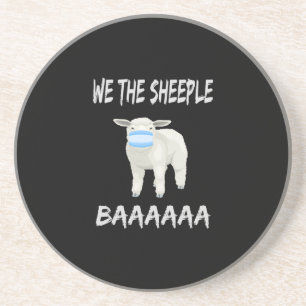 Funny mask sheep   sheeple wearing face mask coaster