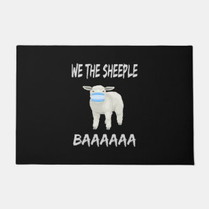 Funny mask sheep   sheeple wearing face mask doormat