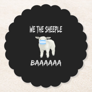 Funny mask sheep sheeple wearing face mask paper coaster