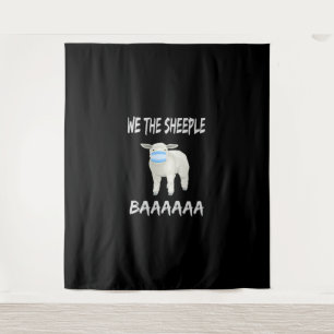 Funny mask sheep   sheeple wearing face mask tapestry