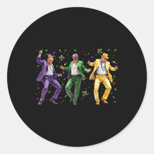 Funny Masked Trump Dance Mardi Gras New Orleans Classic Round Sticker