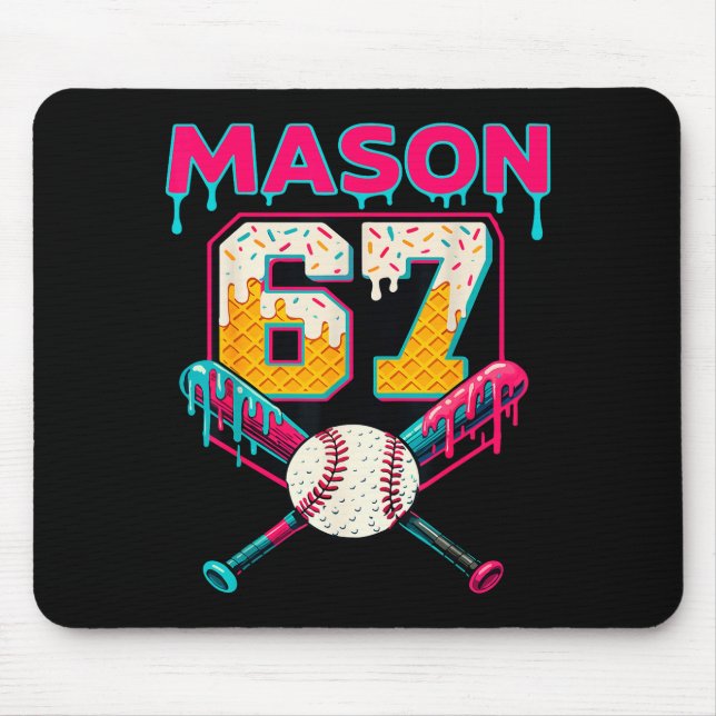 Funny Mason 67 Six Seven Srt Meme Ice Cream Drip G Mouse Pad (Front)